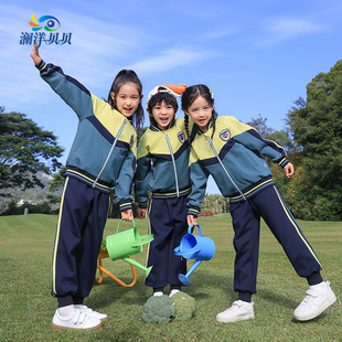 幼儿园园服春秋套装中小学生运动会班服两件套班服短袖T恤三件套