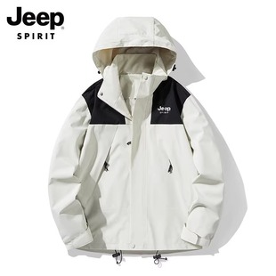 jeepspirit冲锋上衣，外套男生春季宽松休闲防风，加厚夹克男装