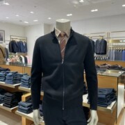 羊毛衫外套报喜鸟男士针织，舒适4.0黑色开衫线衣，纯色胸前带鸟刺绣
