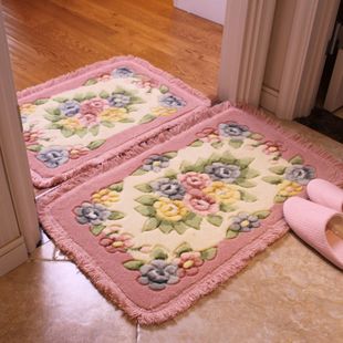 玫瑰花客厅地垫门口脚垫防滑垫，入户蹭灰大门垫卧室，床边毯家用地毯