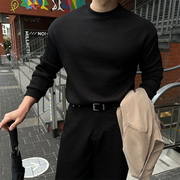 mrdong韩国男装春季轻熟气质圆领，坑条纹理针织，8色宽松卫衣t恤