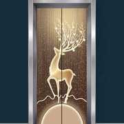 电梯门贴纸创意入户门装饰整张网红新年背胶自粘W遮挡卡通贴画