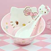 hello凯蒂猫碗卡通儿童keiti猫餐具组合凯迪猫心性碗kiti猫造型碗
