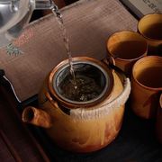 新粗陶仿柴烧大茶壶茶杯中式复古1升餐厅泡茶具，陶瓷整套家用水促