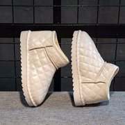 冬季儿童雪地靴3-15岁亲子款防滑短靴保暖女童靴加绒宝宝棉鞋皮面