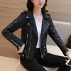 春秋皮西装韩版女士PU皮衣上衣短款修身小外套机车服皮夹克西服职