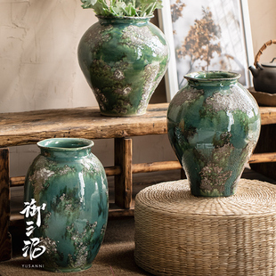 景德镇新中式风可水培陶瓷花瓶台面粗陶花器客厅居家插花摆件装饰