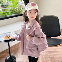 女童工装外套2024夏季韩版儿童夏装时髦夹克上衣女，宝宝防晒衣
