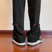 欧美高街vibe裤子男高级感设计感大码潮牌hiphop直筒裤纯黑色西裤