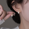 韩国金色珍珠耳钉女2024年纯银耳饰高级感百搭耳环耳坠