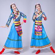 藏族舞蹈演出服装女 成人 长袖演出服长裙广场舞民族服装表演服饰