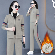 直筒裤运动套装，女加绒加厚2023韩版时尚，宽松大码休闲两三件套