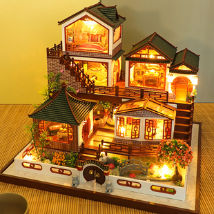 中国风diy小屋别墅大型手工制作拼装古风建筑模型玩具生日礼物女
