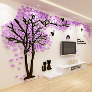 客厅电视机背景点缀装饰植物花，墙面上方挂件，贴亚克力3d立体自粘画