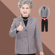 奶奶春装格子西服上衣，202360岁70中老年女装春秋，小西装外套女