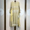 真丝棉混纺刺绣两件套连衣裙，桑蚕丝圆领，短袖时尚宽松长裙6-4-2