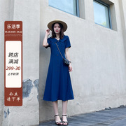 法式小众绝美蓝色雪纺长裙，女夏2024年仙，女超仙森系气质连衣裙