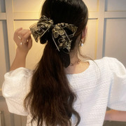 韩国暗香金线刺绣花朵蕾丝蝴蝶结香蕉夹发饰竖夹发夹KBJ4452