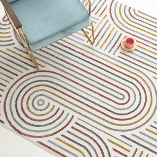 北欧ins网红客厅地毯设计师，个性彩色几何卧室沙发茶几地毯家用