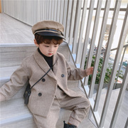 男童西装套装秋冬韩版男孩休闲西服小童帅气礼服时髦儿童炸街西装