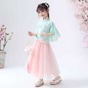 中国风女童汉服，夏装儿童古装超仙202212岁女孩，连衣裙春季粉色