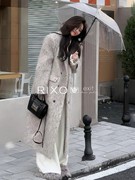 rixoexit法式小香风，灰色毛呢外套女高级感气质名媛加厚大衣
