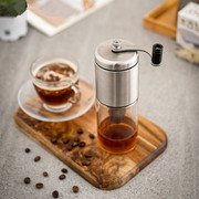 不锈钢手摇咖啡机研磨冲泡过滤两用一体，便携手动咖啡豆研磨机水洗