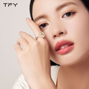 TFY珍珠戒指女2024年潮轻奢法式复古指戒气质温柔玫瑰花指环