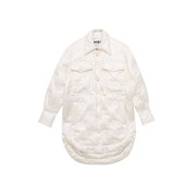 NMORE 设计师品牌 秋冬 乳酪白创意logo绗绣廓形衬衫式长棉服