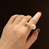 日式轻奢气质开口珍珠食指戒指女网，红潮人简约关节指环装饰戒子