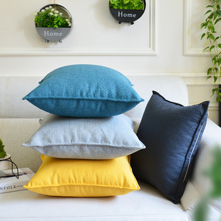 北欧风格客厅沙发纯色亚麻抱枕，靠垫大号靠枕套床头靠背垫含芯定制