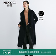 nexy.co奈蔻冬季新版经典，气质100纯羊毛，大衣女中长款毛呢外套女