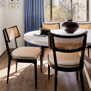 北欧实木藤编餐桌椅家用客厅复古靠背椅子，休闲简约现代书桌椅藤椅