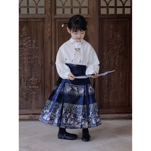 naixibaby|d家定制!女童汉服，中国风织锦绣马面裙+兔子刺绣衬衫