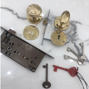 意大利进口老式金色圆锁 欧标锁体 室内复古手工欧式纯铜门锁