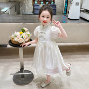 女童旗袍裙夏装2024中国风儿童连衣裙洋气小女孩泡泡袖公主裙