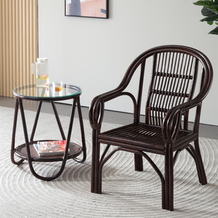 新中式玛瑙真藤休闲椅室内阳台，桌椅三件套网红靠背椅植物沙发椅