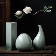 陶瓷花瓶小花插水培青石光滑釉瓶子中式创意家居饰品摆件茶台花瓶