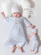 夏季宝宝纯棉睡袋婴幼儿长短袖空调服儿童薄款睡裙防踢被背心睡衣