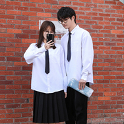 长袖衬衫甜美日韩系风格情侣白色打底衫正装百搭日常学生森女系