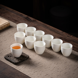 羊脂玉瓷白瓷茶杯功夫茶具，陶瓷品茗杯家用会客喝茶专用杯待客茶杯