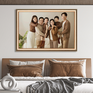 中式全家福照片相片冲印放大做成相框挂墙客厅婚纱照36寸来图定制