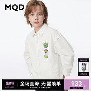 mqd马骑顿童装男童白色衬衫，2024年春装儿童，韩版衬衣薄外套潮