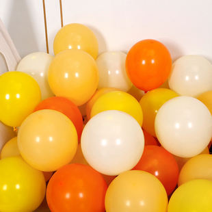 马卡龙(马卡龙)黄色系(黄色系)气球，加厚哑光圆形柠檬黄橙色幼儿园布置秋天主题装饰
