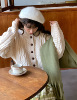 蛋包饭餐厅朦胧晨雾白色麻花，针织毛衣女(毛，衣女)冬季软糯宽松开衫外套