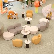 奶茶店沙发咖啡厅异形创意餐桌椅组合休闲会客区培训机构接待座椅