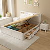 全实木白色主卧抽屉气压侧开高箱收纳床，1.2m至1.8米小户型储物床