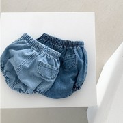 韩版婴幼儿童装牛仔灯笼裤男女，宝宝短裤1岁花苞，裤6个月夏季包屁裤