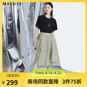 MIIDII/谜底连衣裙女21夏时尚撞色拼接运动感短袖215ML6091