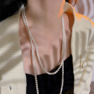 十里间送礼自用都可以法式浪漫三层珍珠项链百搭简约毛衣链